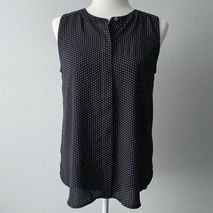 Women’s LOFT Black and White Polka Dot Sleeveless Blouse Size Small